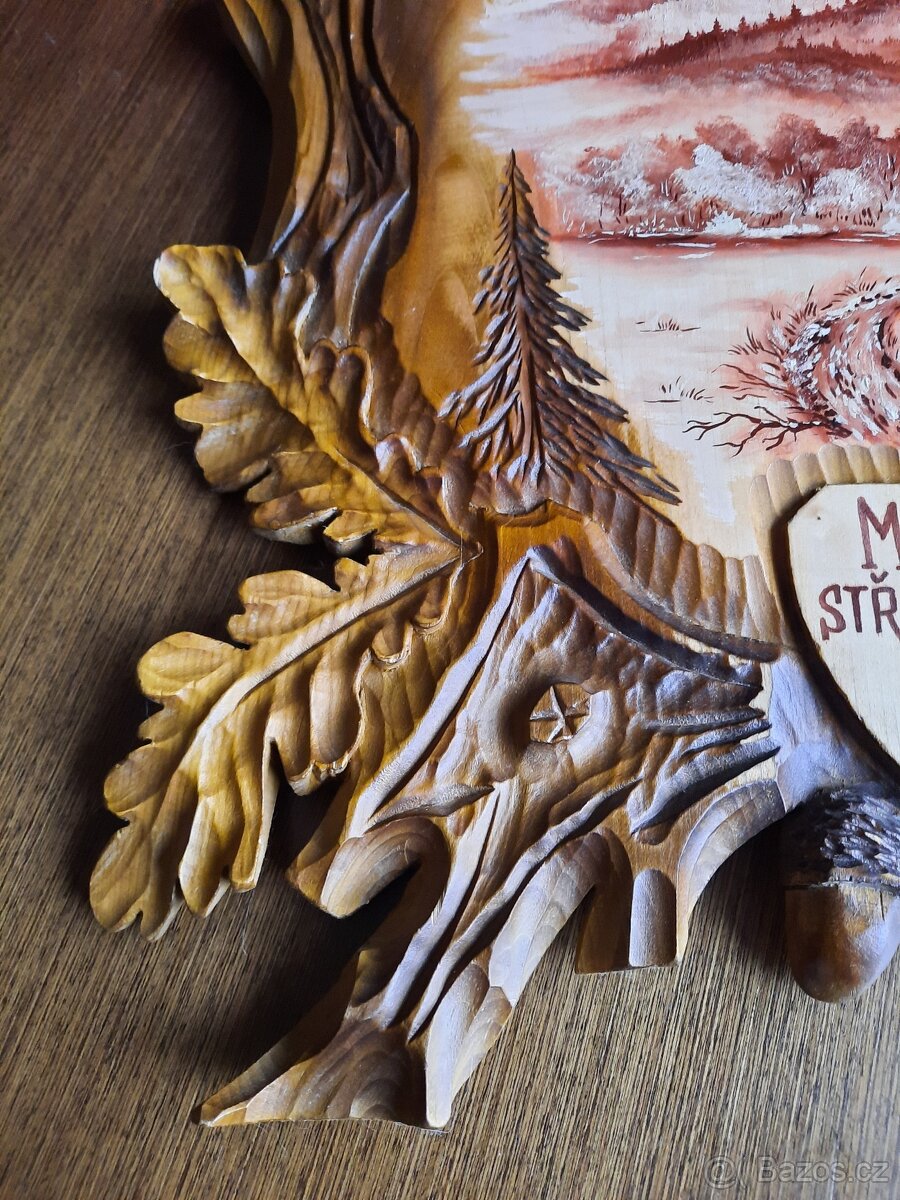 obraz myslivecký vyřezávaný, malovaný 65x45x2,5 cm - 6