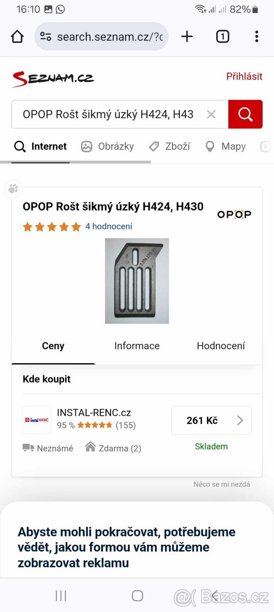 1rok použity nový rošty OPOP H424 - 6