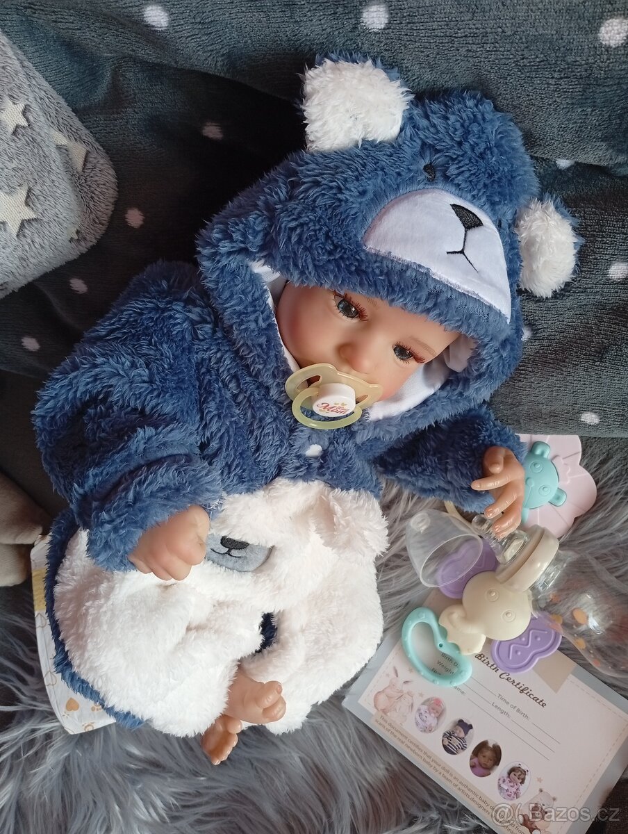 Realistická Reborn panenka Leví modrý medvidek - 6