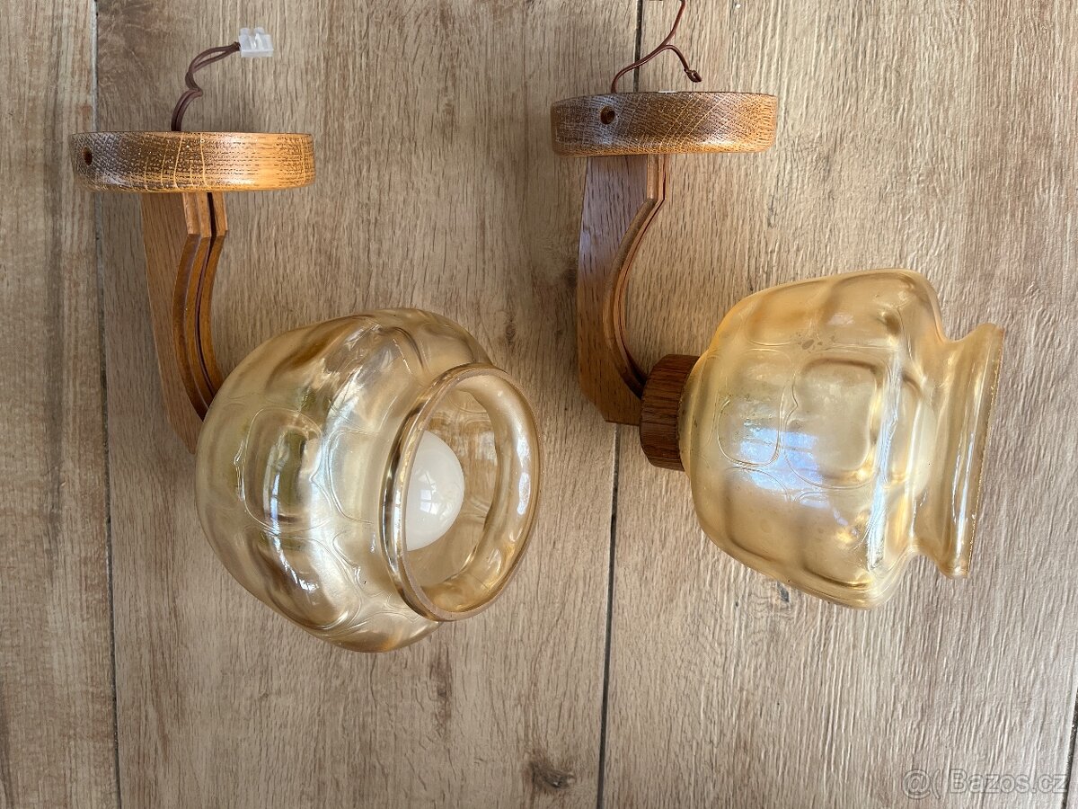 Dubový lustr, 2 nástěnné lampy - AKCE doprava - 6