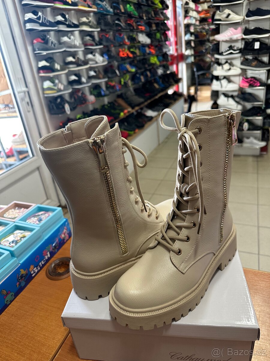 Bezové zimni kotníčkové boty - 6