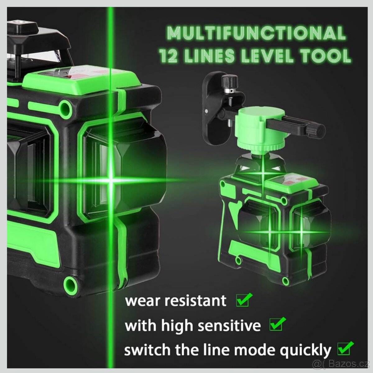 3D Křižovy laser Nivelační 12liniový zelený 360º - 6