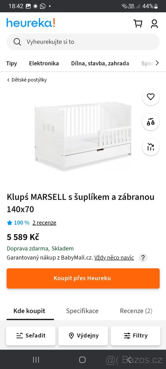 Dětská postýlka 140x70 vč.ortopedické matrace - 6