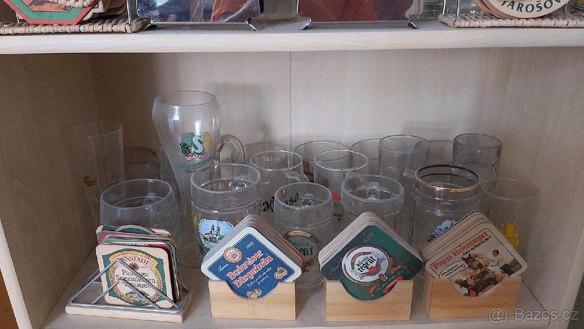 Sklenice Korbele 70.léta+, pivní tácky - 6