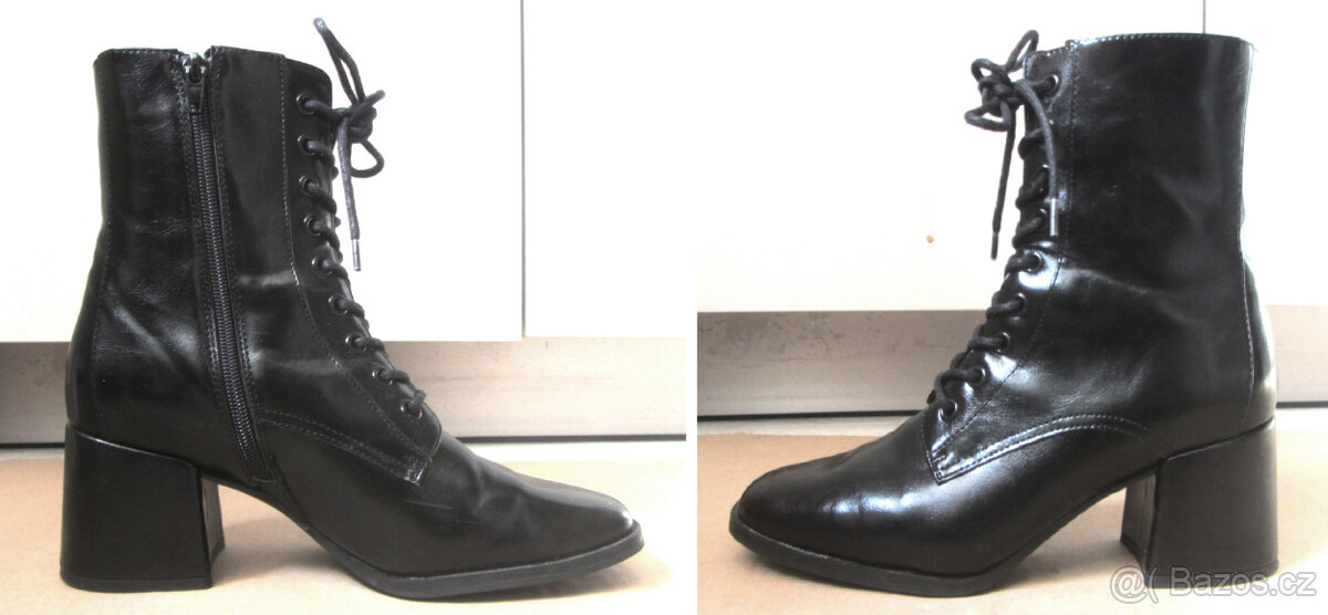 Černé dámské šněrovací boty s plochou špičkou - 6