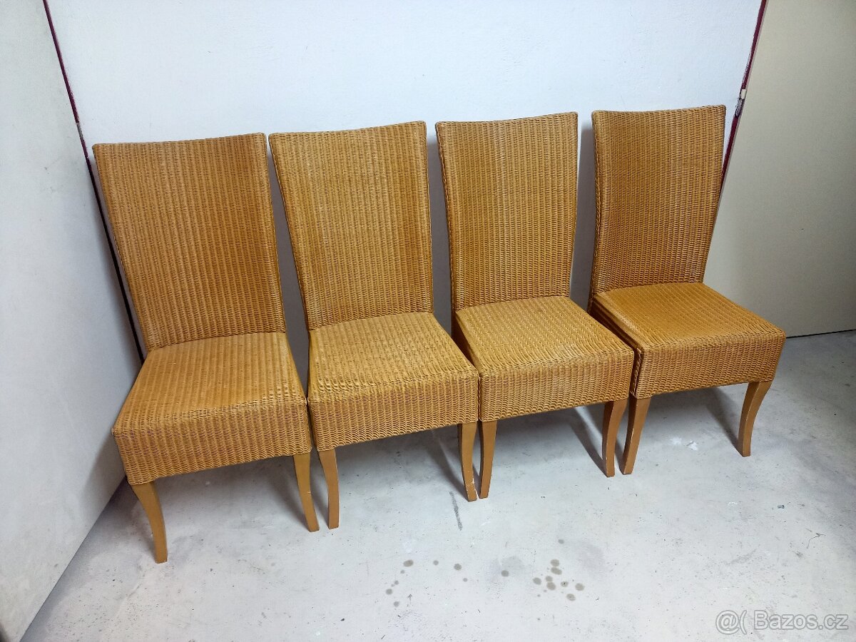 Prodám 4 x krásné vysoké ratanové židle s podsedáky - 6