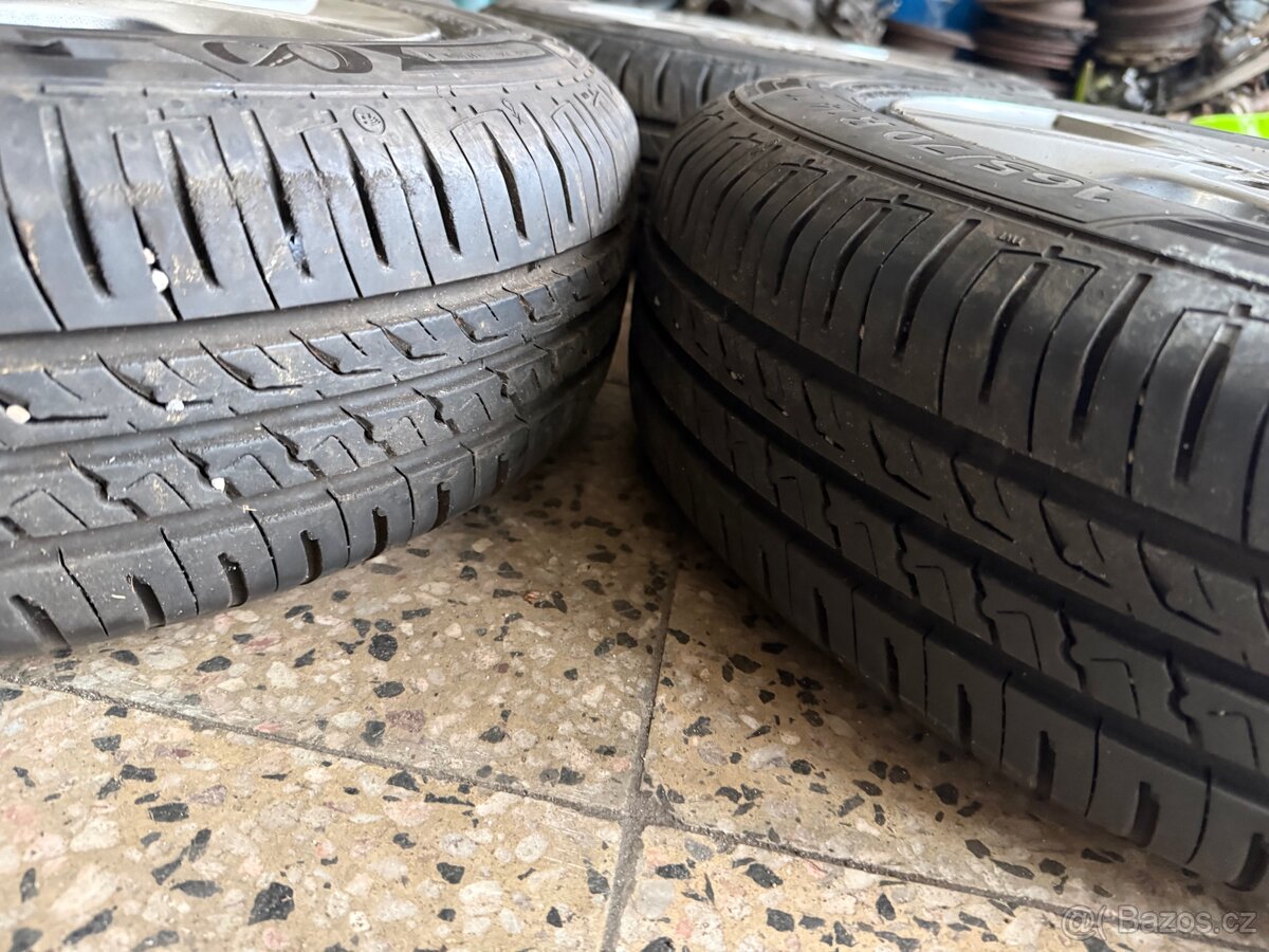 Prodám sadu alu kol s letními pneu 5x100 R14 - 6