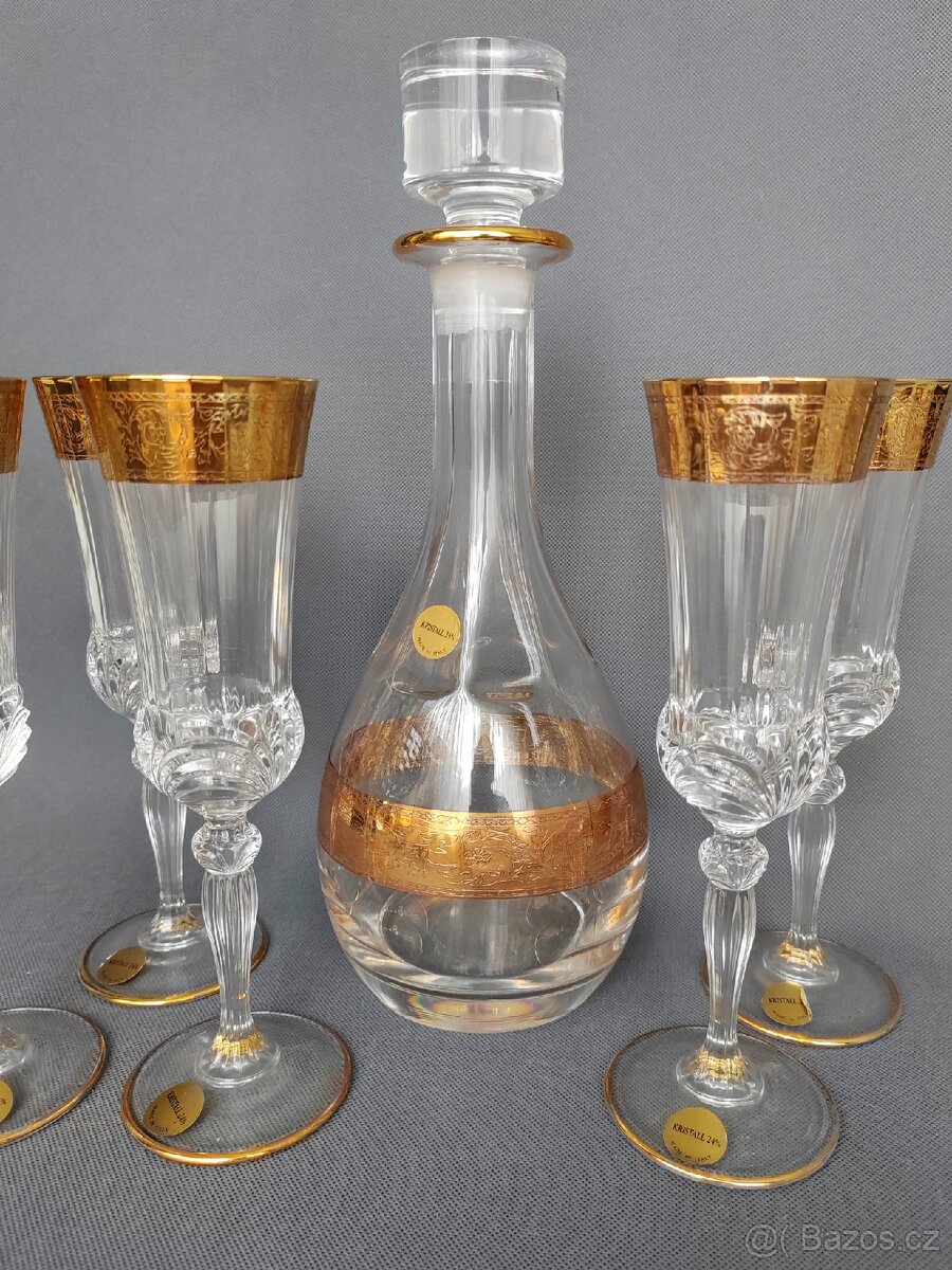 Křišťálové sklenice a karafiát na sekt a šampaňské od CreArt - 6