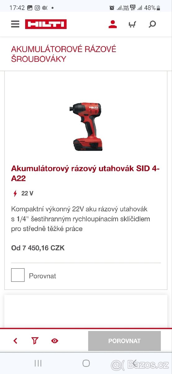 AKUMULÁTOROVÝ RÁZOVÝ UTAHOVÁK HILTI SID 4-A22 - 6