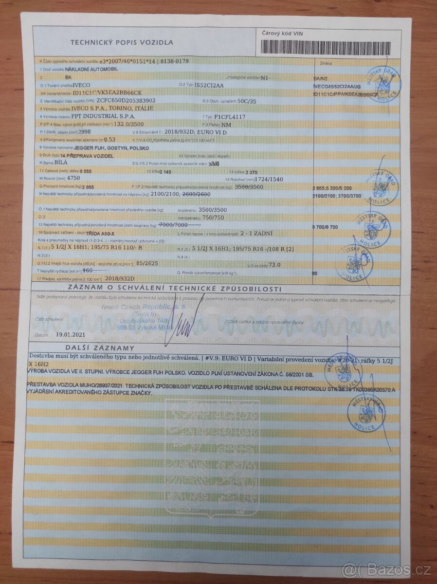 Autopřepravník Iveco Daily 50C18 - 6
