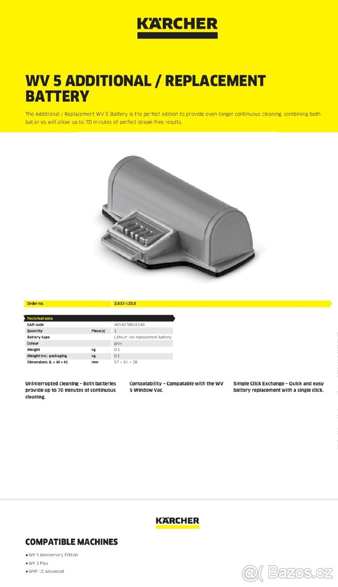 ORIGINÁL KÄRCHER AKUMULATOR PRO WV5 A WVP10 - 6