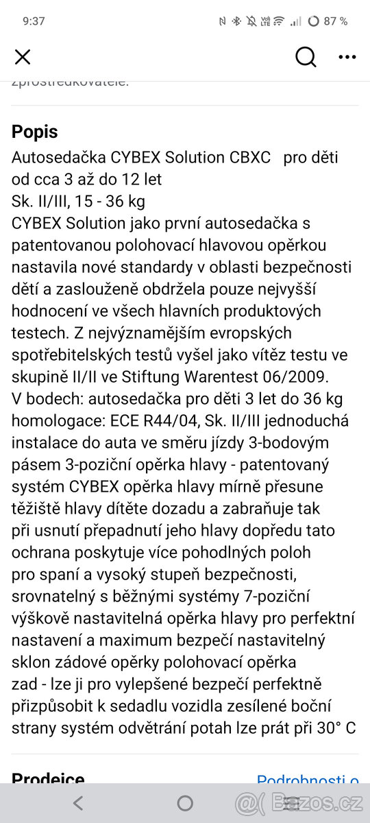 Autosedačka Cybex - 15-36kg . - 6