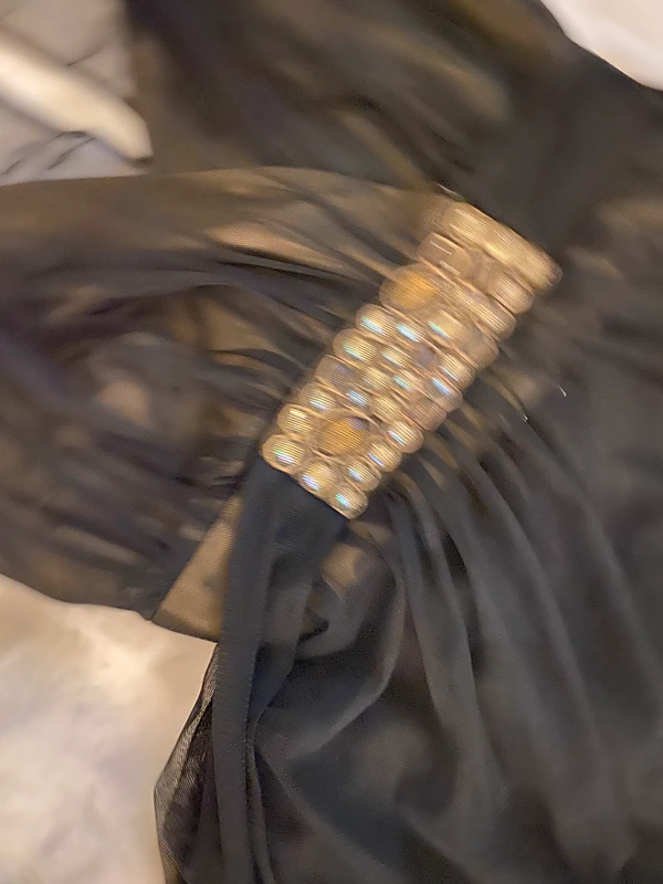 Swarovski plesove cerne pruhledne saty dlouhe 36 - 6