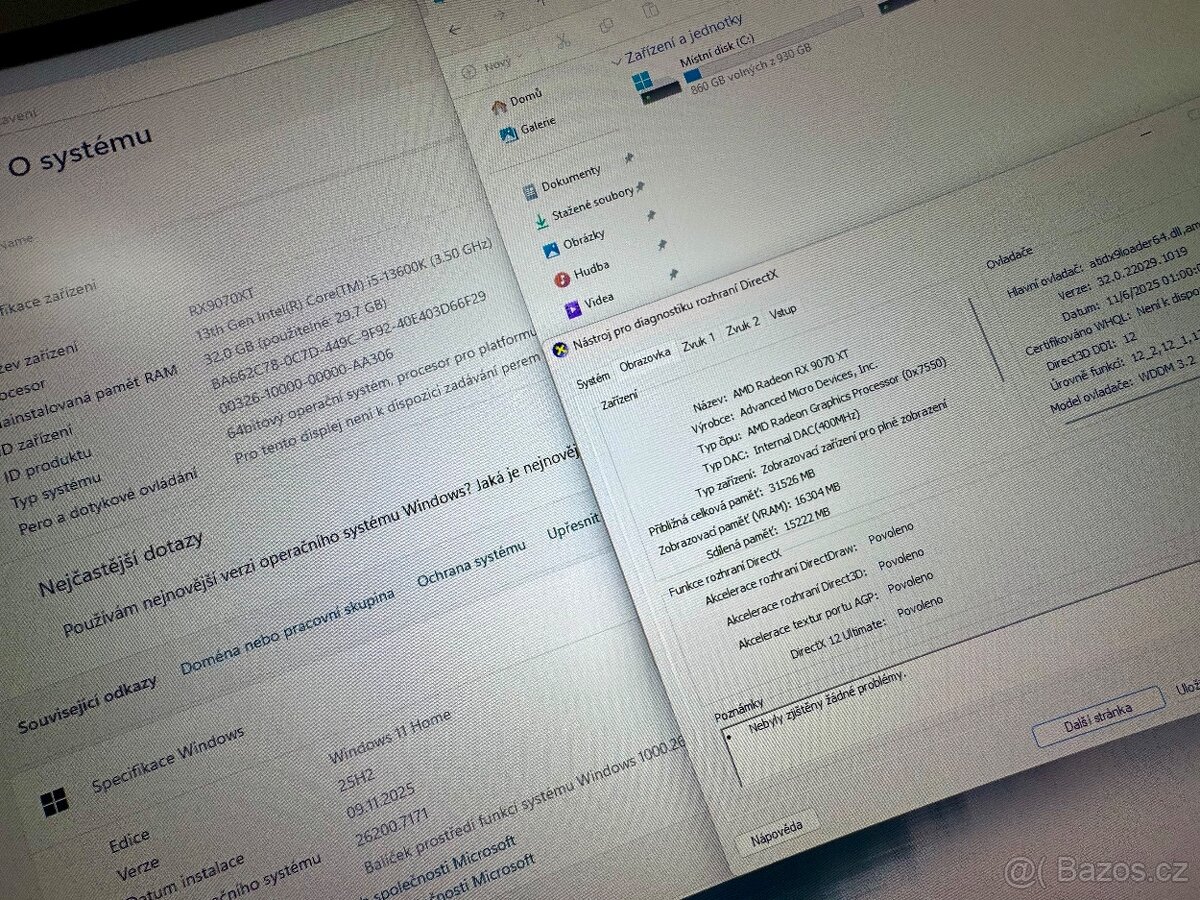 VÝKONNÝ HERNÍ PC I5 13600K/32GB RAM/RX 9070-XT/1TB SSD - 6