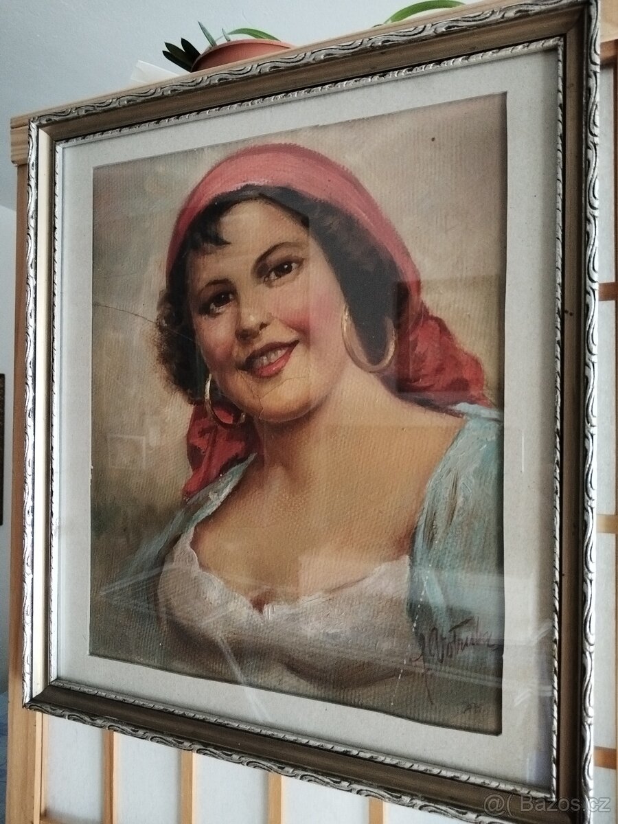 obraz CIGÁNKA V. /dívka, portrét/, olej, František Votruba - 6