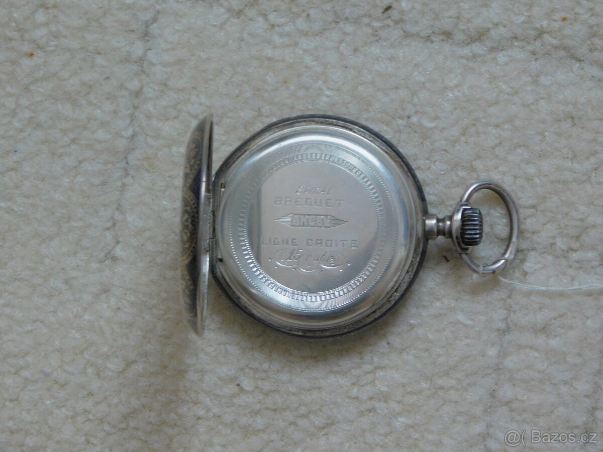 Celostříbrné tulou zdobené tříplášťové raritní kapesní hodin - 6