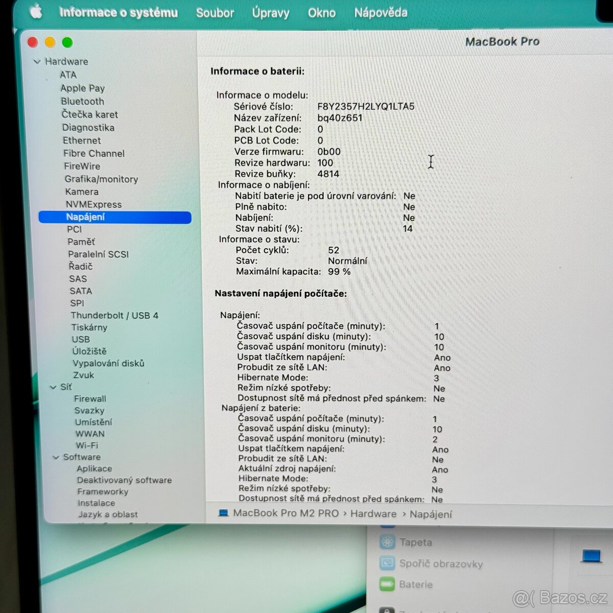 APPLE MACBOOK PRO 14” M2 PRO/16GB RAM/512GB/BATERIE 99% - 6