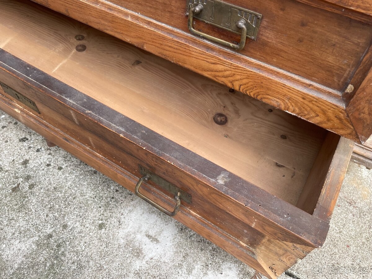 ✅ Starožitná dřevěná komoda | masivní dřevo | 4 šuplíky - 6