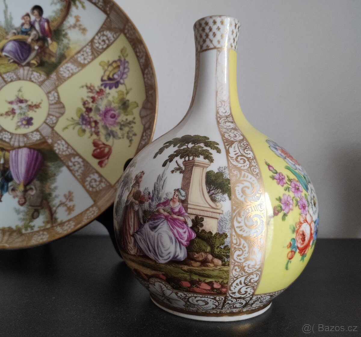 Starožitný ručně malovaný německý porcelán 19. století - 6