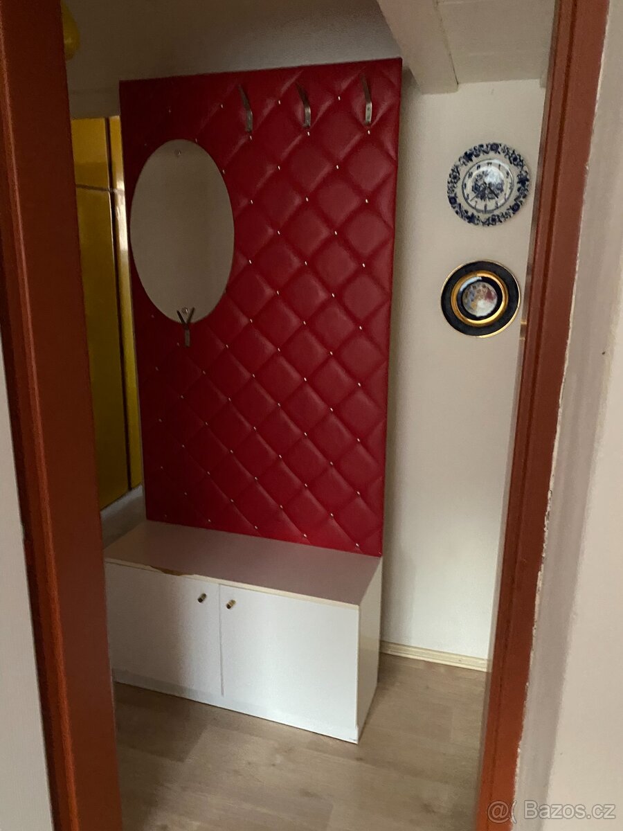 Retro předsíňová stěna – věšák, zrcadlo, botník - 6