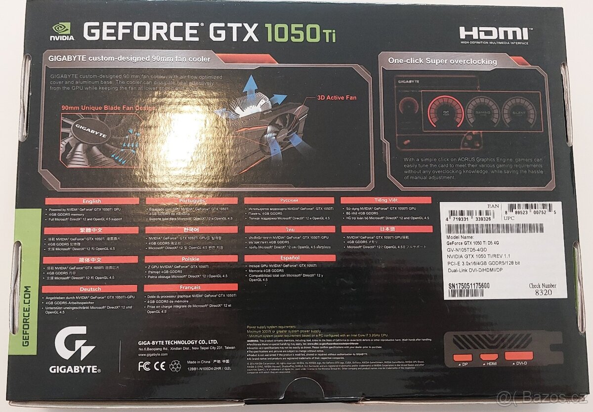 Grafická karta GeForce® GTX 1050 Ti D5 4G - 6