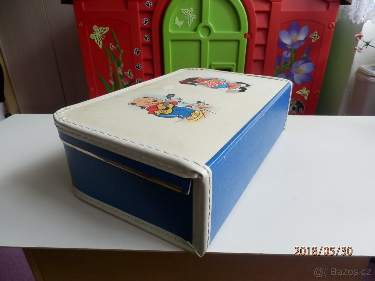 Starý dětský modrý kufřík - 6
