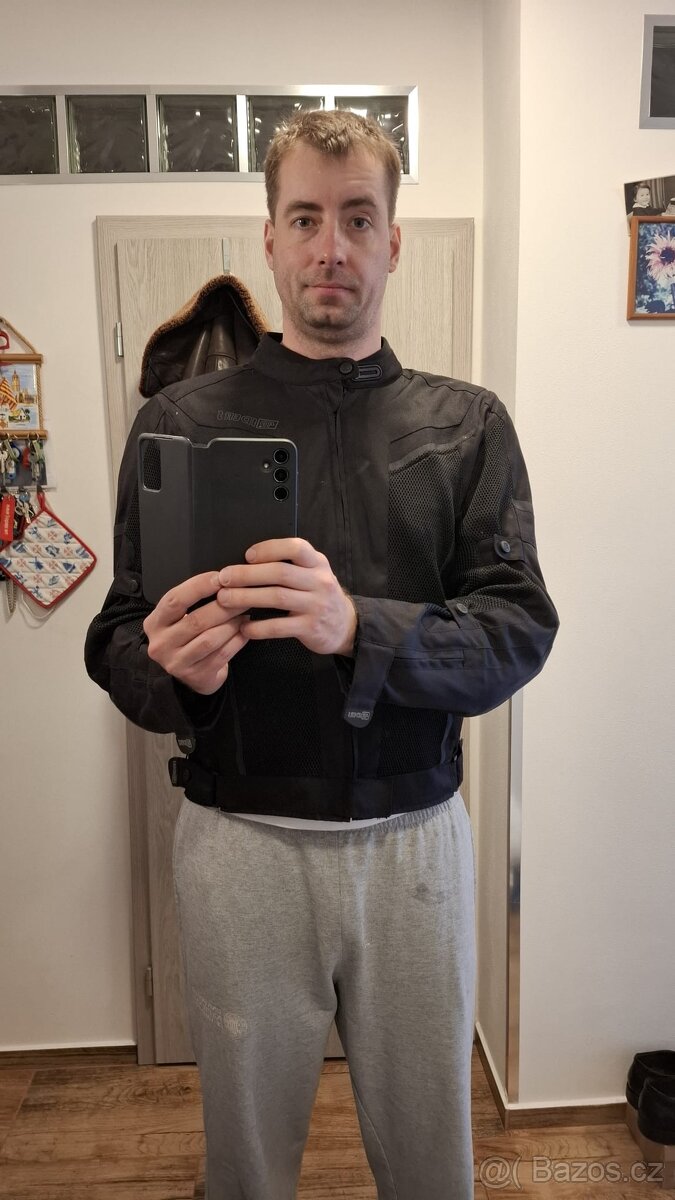 Černá motobunda 2XL s chráničem páteře, ramen a loktů - 6