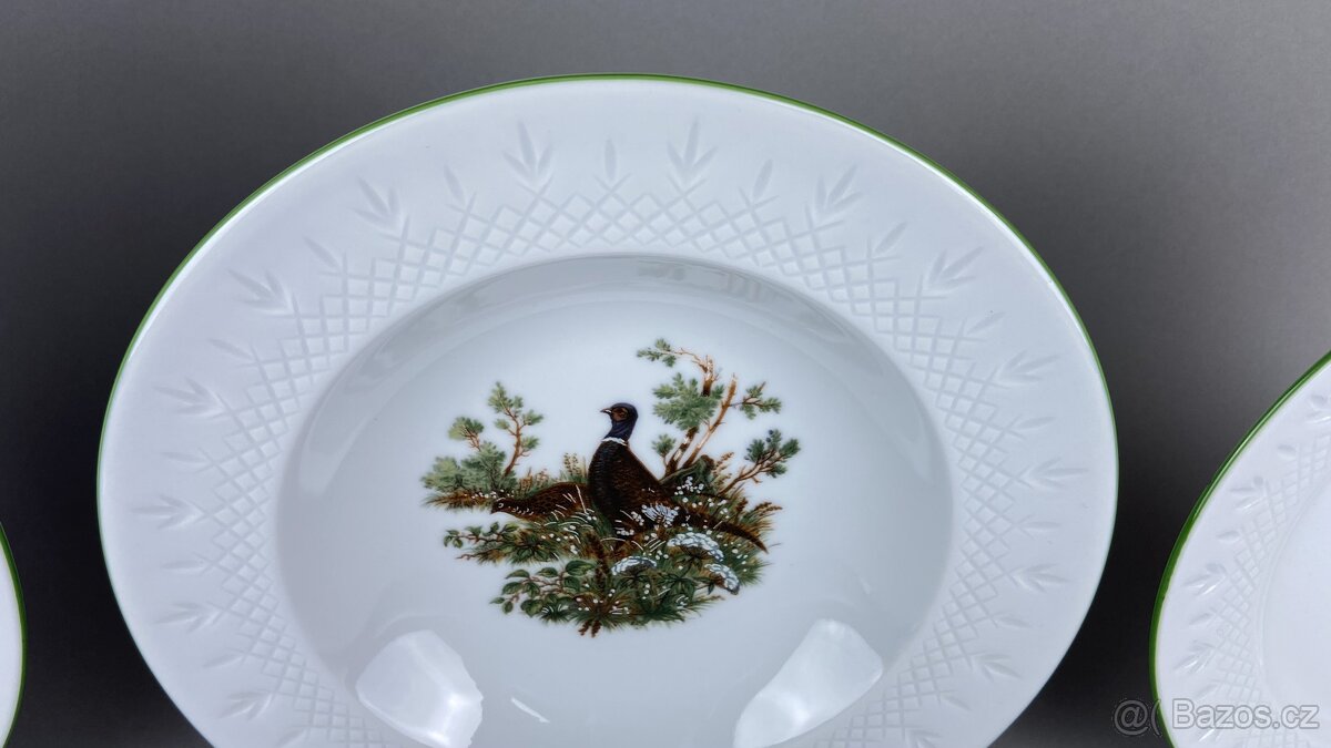NOVÁ Myslivecká souprava talířů 18dílná český porcelán - 6