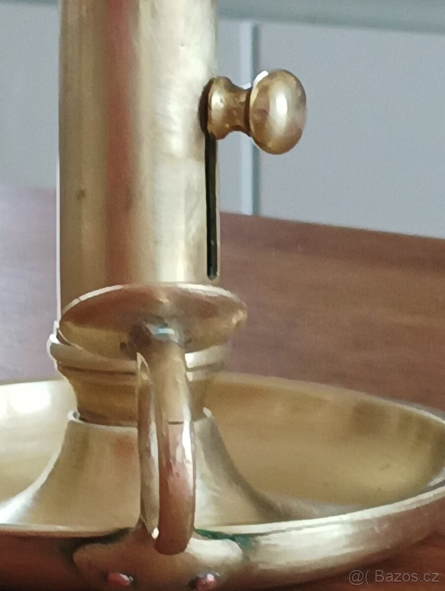 MOSAZNÝ EMPÍROVÝ SVÍCEN BIEDERMEIER Z 19. STOL. FRANCIE - 6