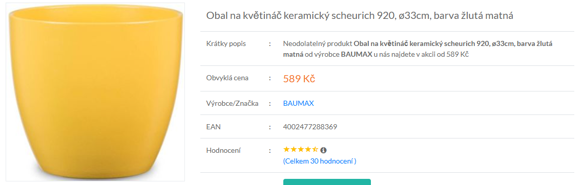Obal na květináč keramický velký 33cm, žlutý - 6