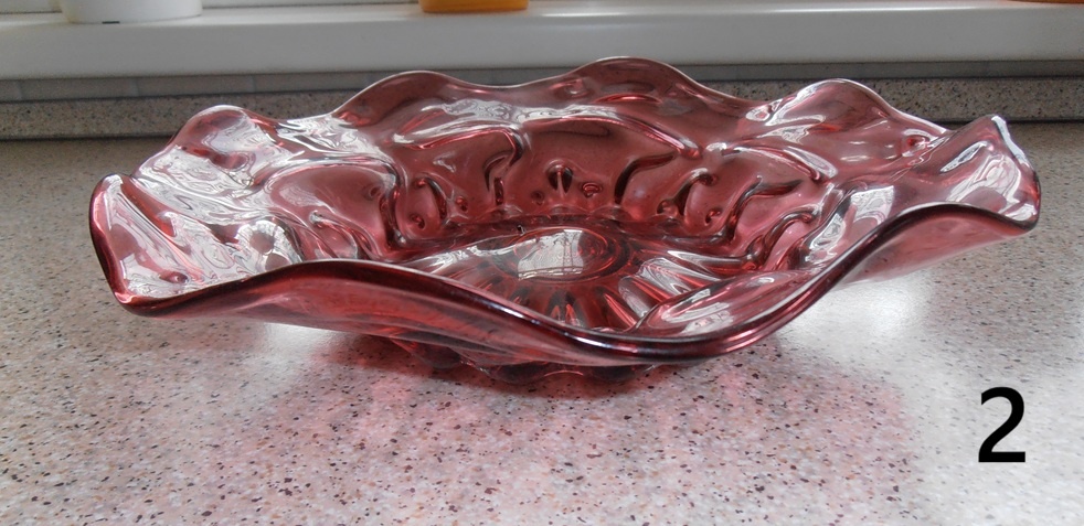 skleněný set - váza, mísa, tác - 6