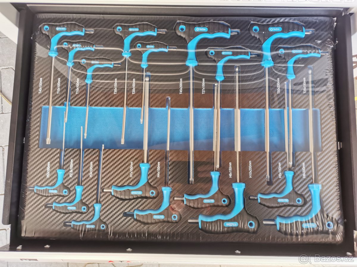 Dílenský vozík s nářadím 251ks,NOVÝ, gola sada,ploché klíče - 6