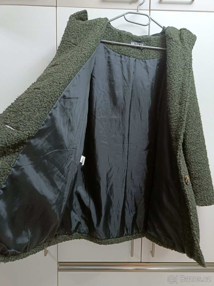 Dámský zelený zimní kabát s vlnou a kapucí, vel. L/XL - 6