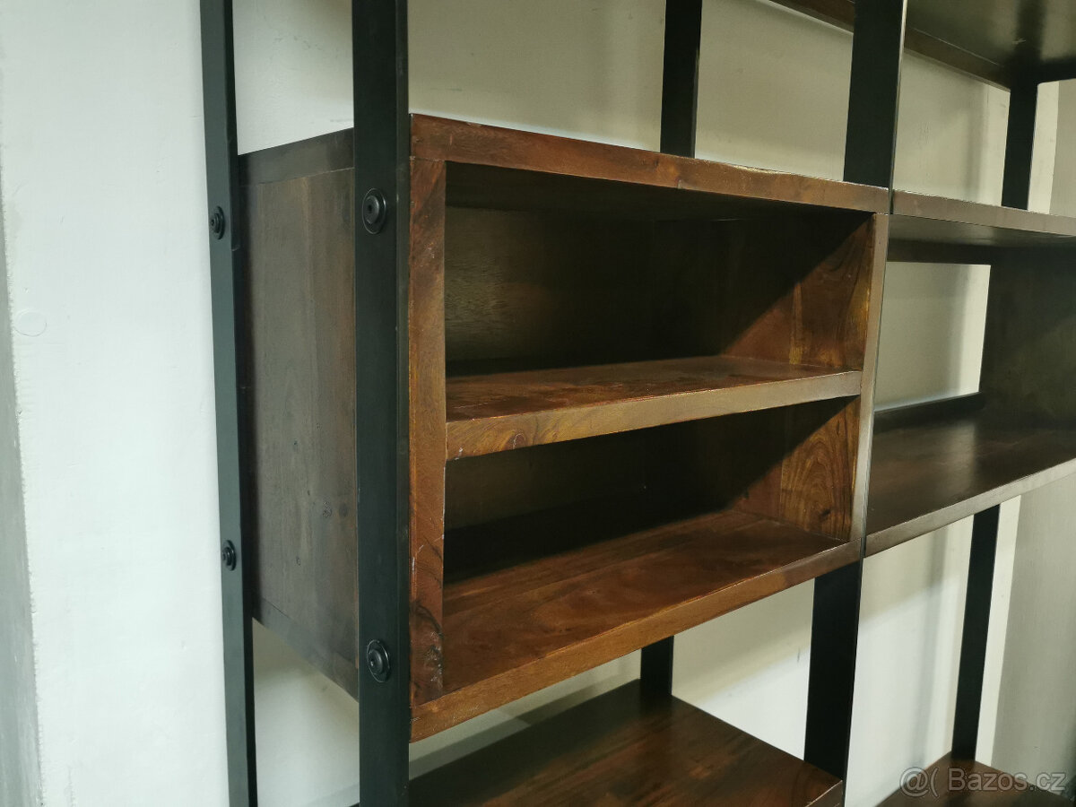 Nová masiv obývací stěna - regál EAKLY akát - 6