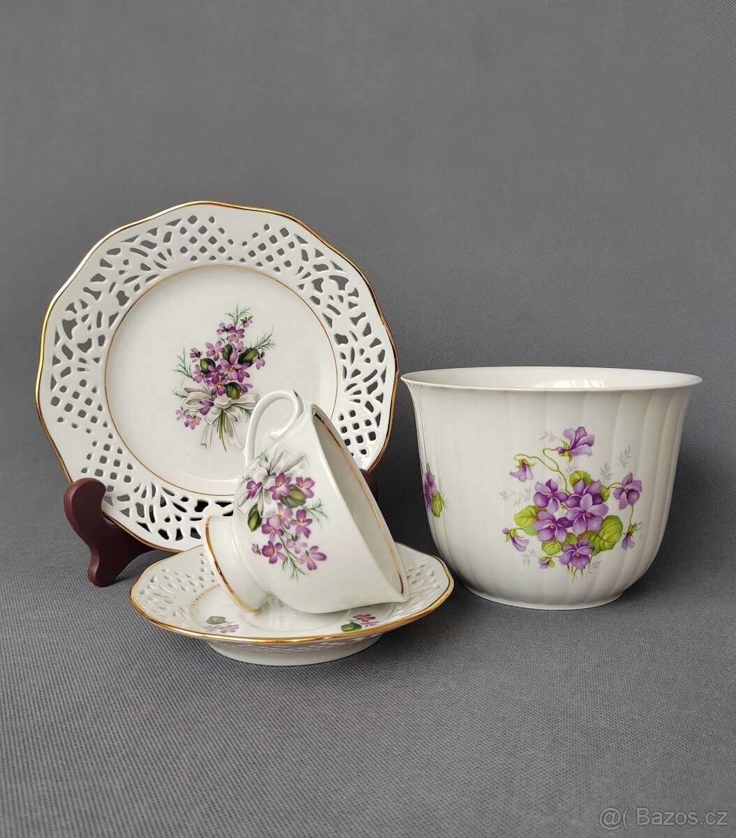Nádherná porcelánová sada s květinovým dekorem od Schumann - 6