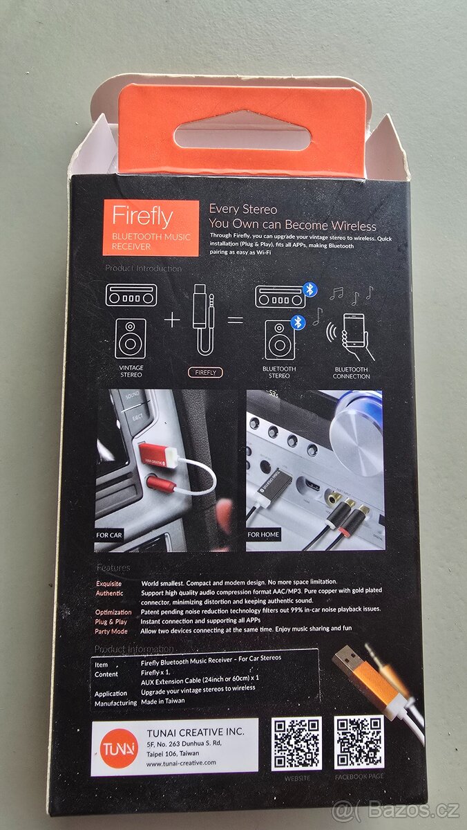 Tunai Firefly audio bluetooth přijímač do auta a domácnosti - 6