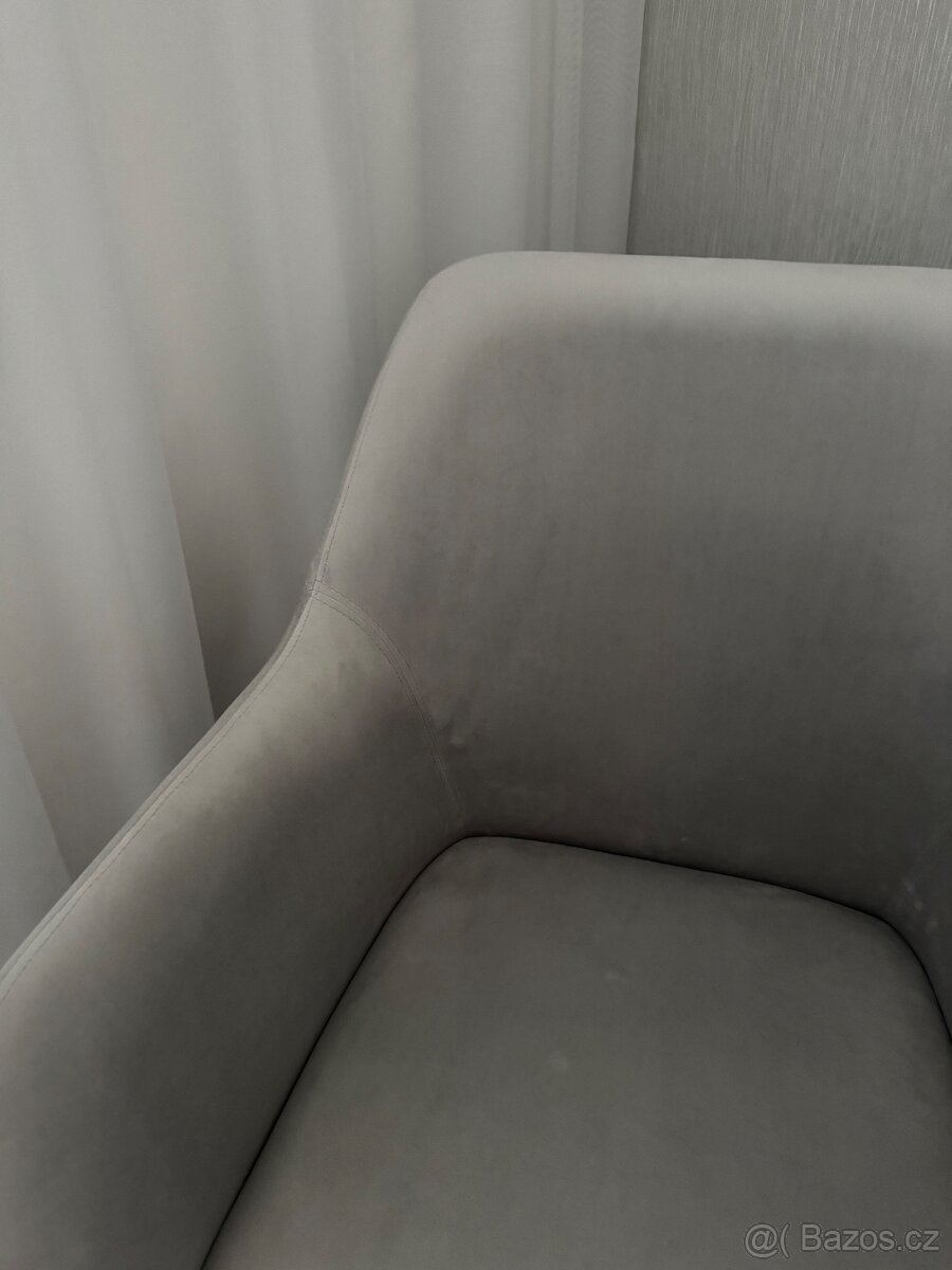 Sametová židle s podruckami - 6