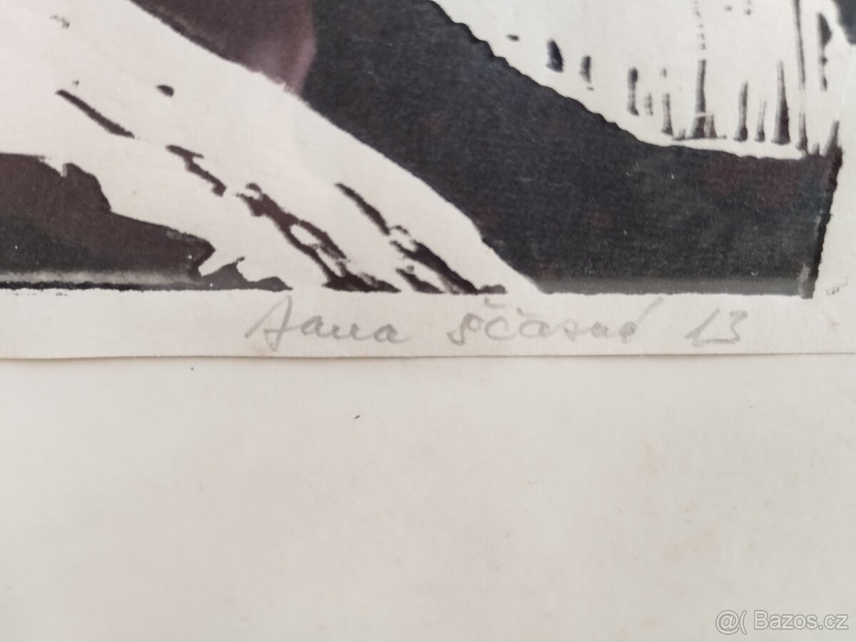 2x linoryt - povolaní krejčí/keramika signováno - 6