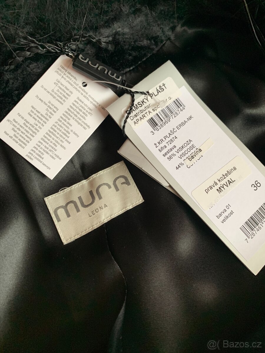 luxusní kabát s kožešinou - vel. 36 - nový - 6