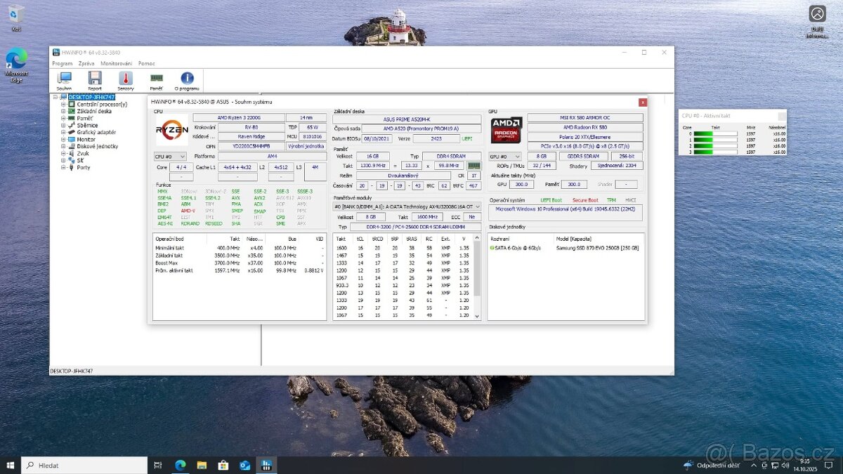 Herní PC Ryzen 3 + RX 580 8GB, RGB podsvícení, Windows 11 - 6