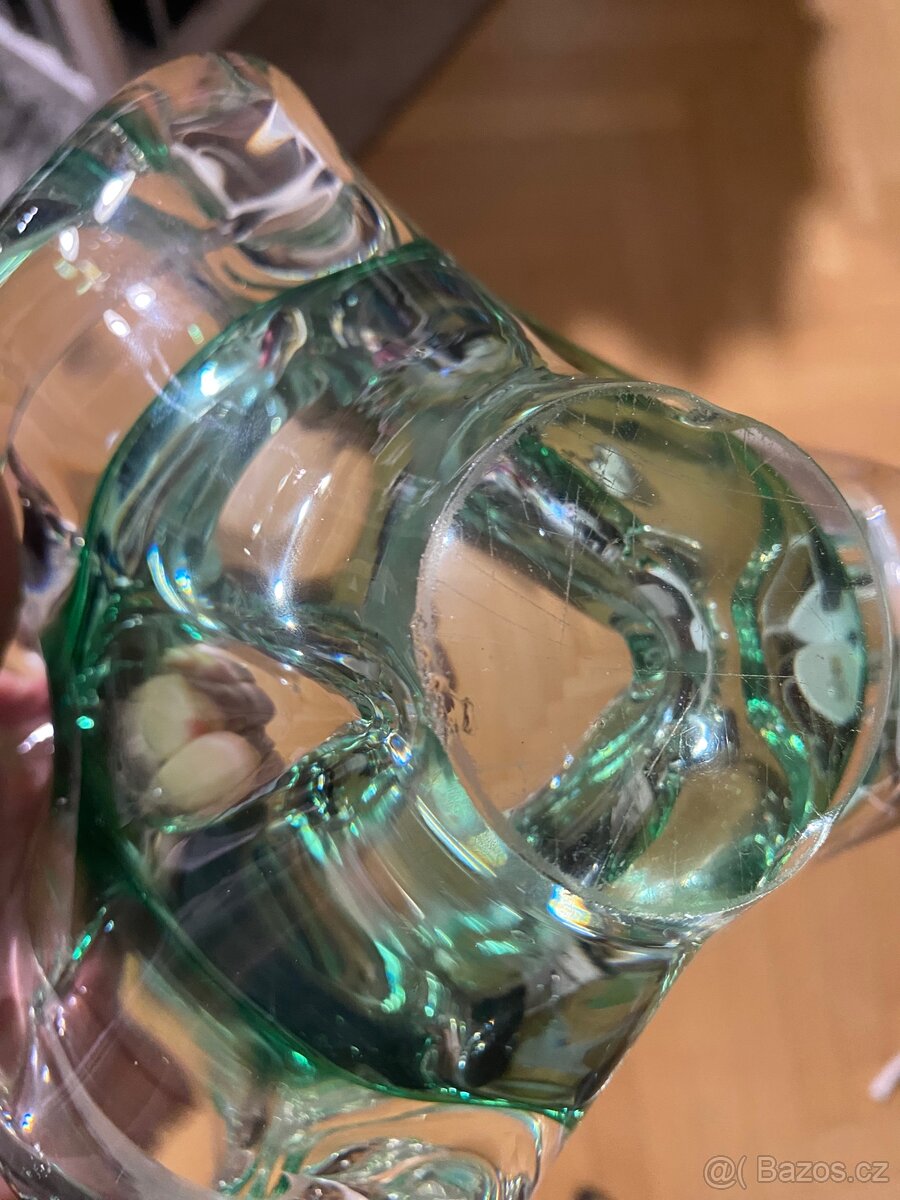 Popelník hutní sklo zelený - 6