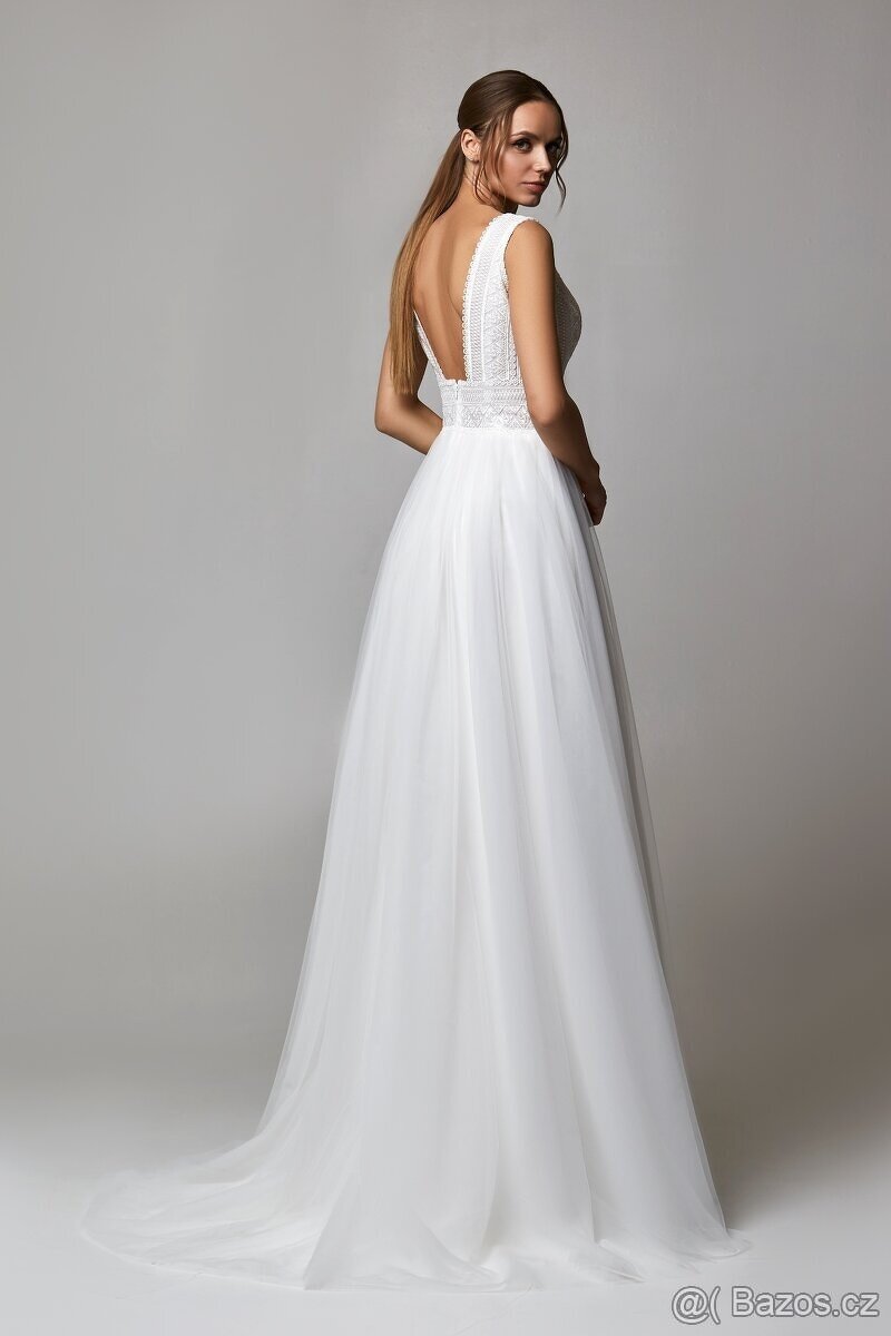 Luxusní nenošené svatební šaty, Bonnel S-M, 38EU - 6