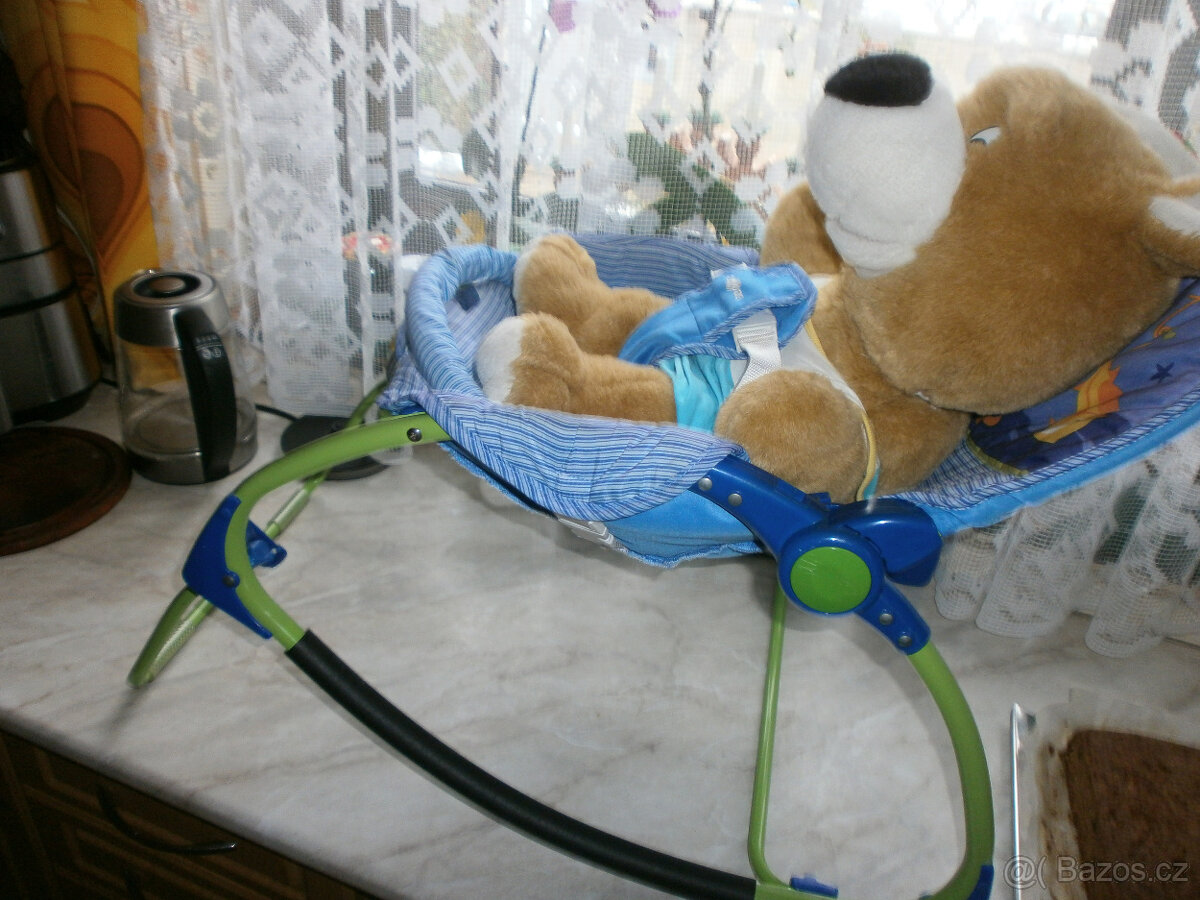 Retro dřevěná - dětská rozkládací židlička a houpátko - 6