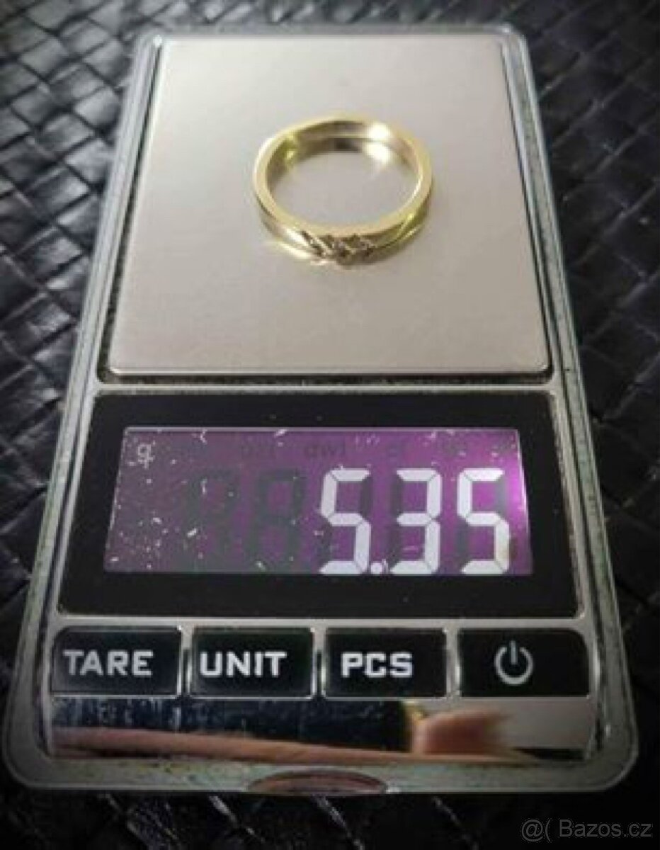 Prstýnek 14k se třemi brilianty - 6