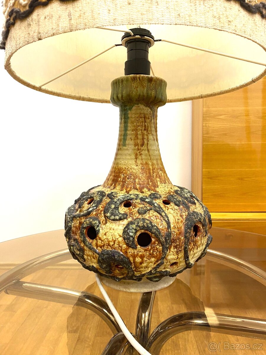 Retro velká lampa 70. léta keramika - 6