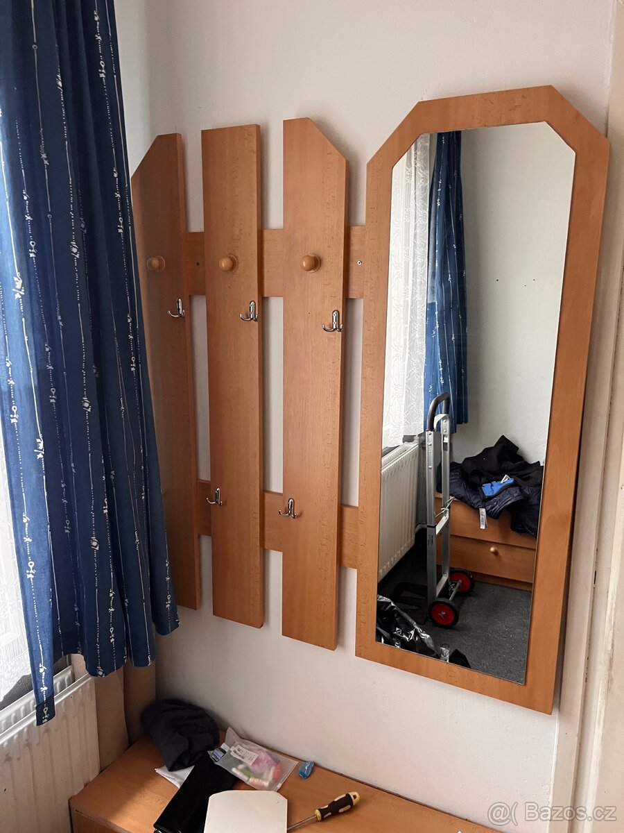 Předsíňový set – botník + věšák + velké zrcadlo - 6