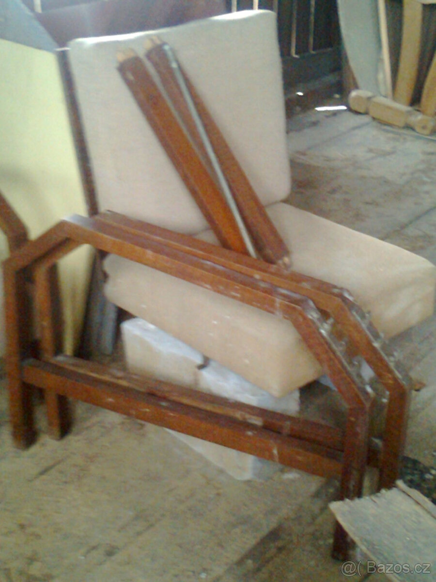 art deco, křeslo polohovací, 2ks, čalounění část.renovováno - 6