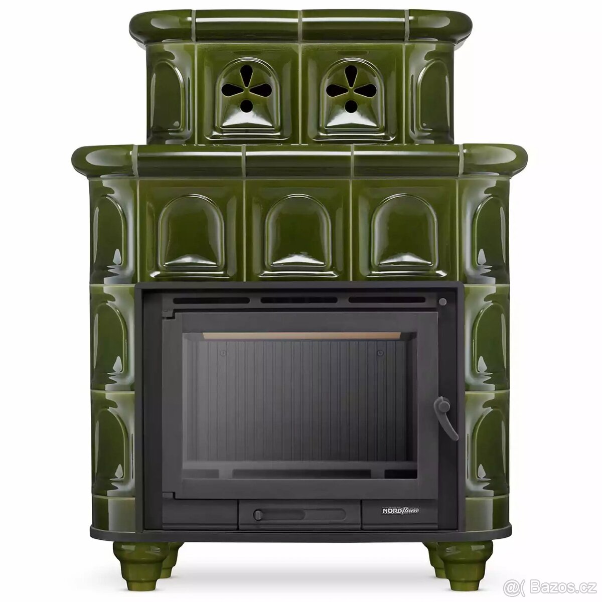 Kachlová kamna s litinovou vložkou SALZBURG, 15 kW zelená - 6