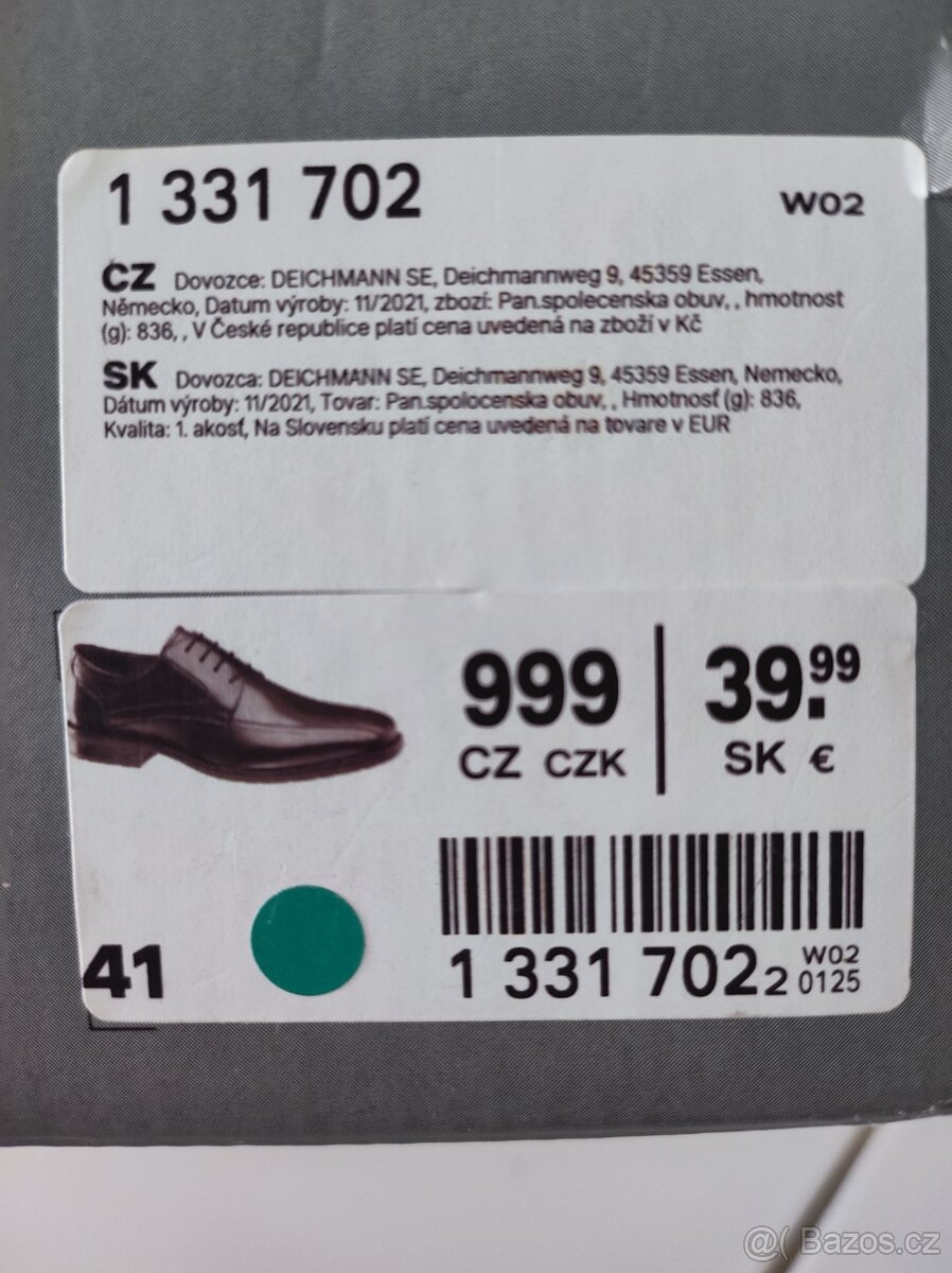 Společenská černá, celokožená obuv, vel. 41 - 6