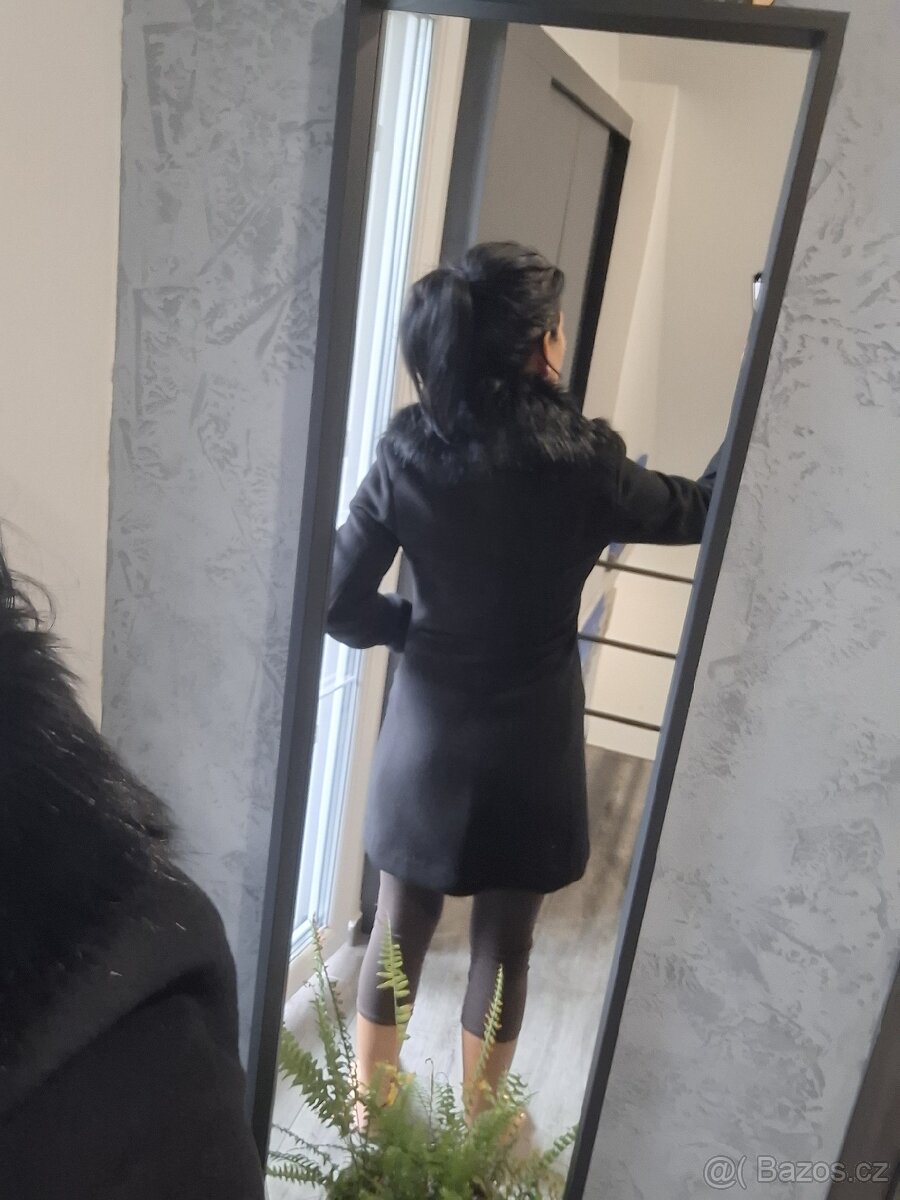 Dámský zimní kabát,elegantný,černý s odepínatelnou kožešinou - 6
